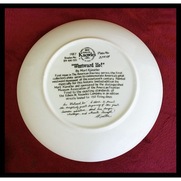 limited edition collectors plate Westward Ho! by Mort Kunstler - 1987 - Picture 2 of 2